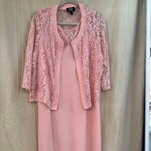 JSP PEACH DRESS WITH LACE JACKET